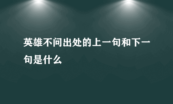 英雄不问出处的上一句和下一句是什么