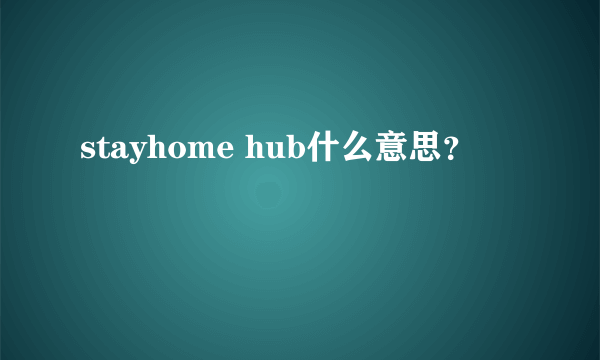 stayhome hub什么意思？