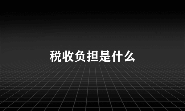 税收负担是什么