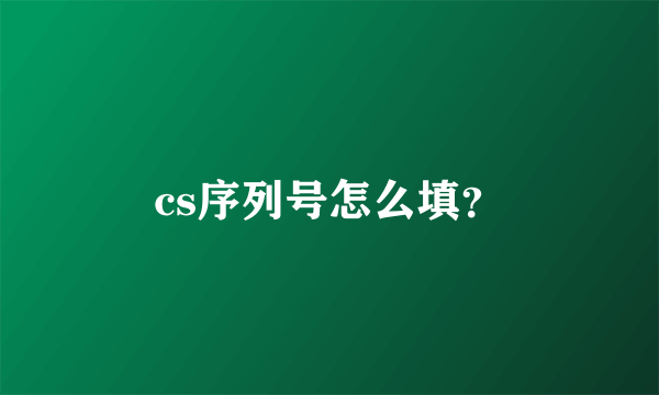 cs序列号怎么填？