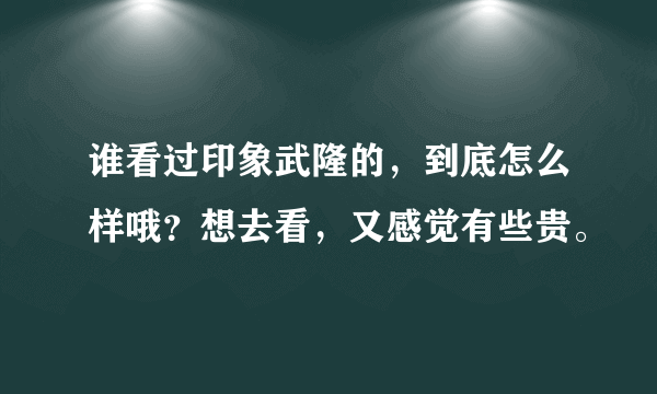 谁看过印象武隆的，到底怎么样哦？想去看，又感觉有些贵。