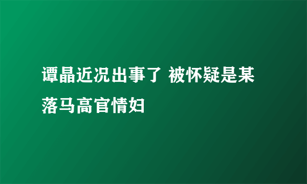 谭晶近况出事了 被怀疑是某落马高官情妇