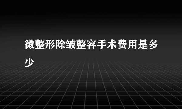 微整形除皱整容手术费用是多少