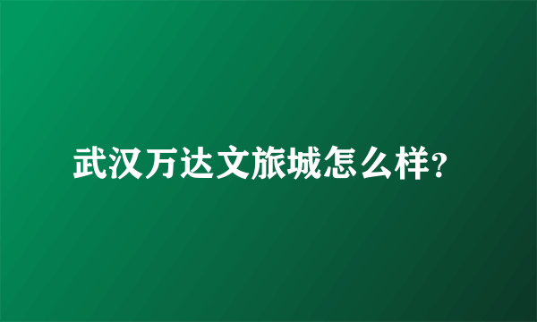 武汉万达文旅城怎么样？