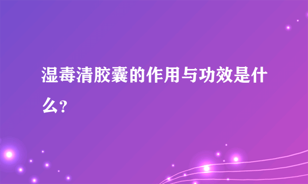 湿毒清胶囊的作用与功效是什么？