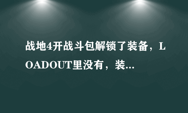 战地4开战斗包解锁了装备，LOADOUT里没有，装不了啊？