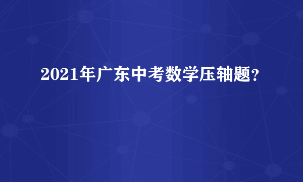 2021年广东中考数学压轴题？