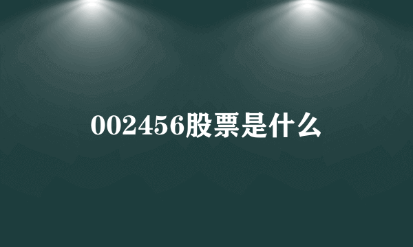 002456股票是什么