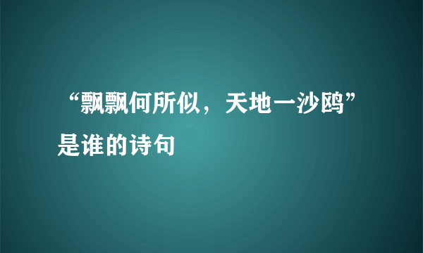 “飘飘何所似，天地一沙鸥”是谁的诗句﹖