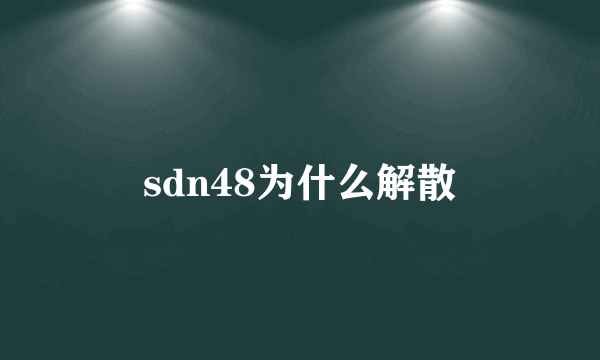 sdn48为什么解散