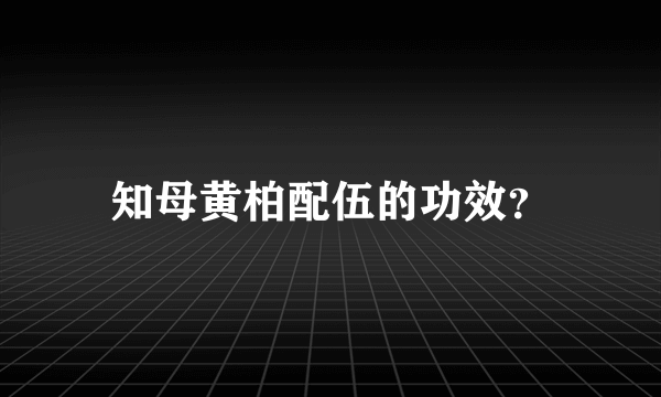 知母黄柏配伍的功效？