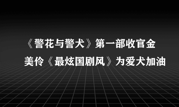 《警花与警犬》第一部收官金美伶《最炫国剧风》为爱犬加油