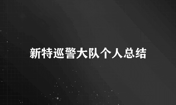 新特巡警大队个人总结