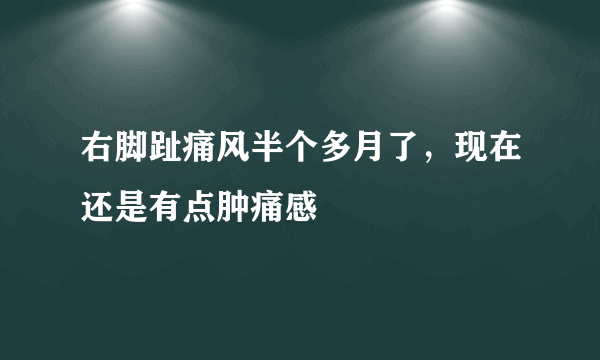 右脚趾痛风半个多月了，现在还是有点肿痛感