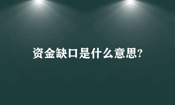 资金缺口是什么意思?