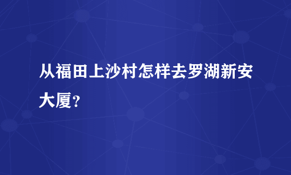 从福田上沙村怎样去罗湖新安大厦？