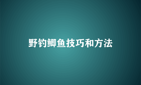 野钓鲫鱼技巧和方法