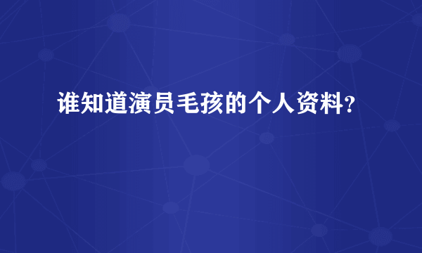 谁知道演员毛孩的个人资料？