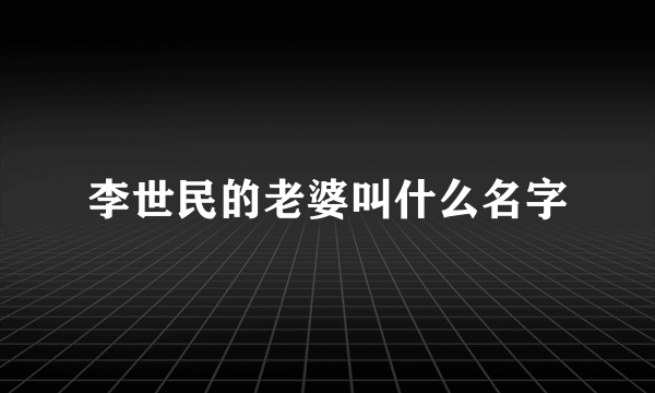 李世民的老婆叫什么名字