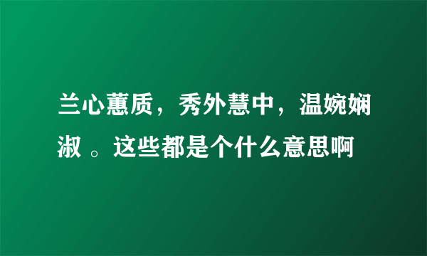 兰心蕙质，秀外慧中，温婉娴淑 。这些都是个什么意思啊