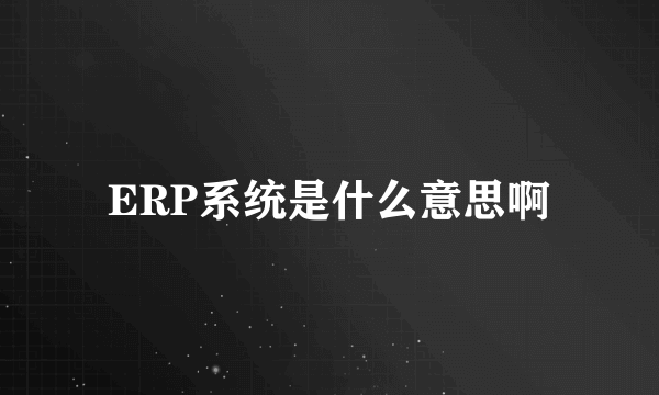 ERP系统是什么意思啊