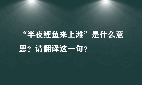 “半夜鲤鱼来上滩”是什么意思？请翻译这一句？