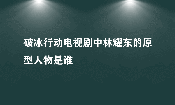 破冰行动电视剧中林耀东的原型人物是谁