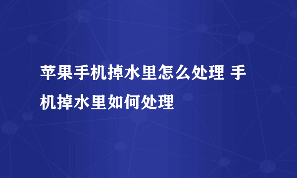 苹果手机掉水里怎么处理 手机掉水里如何处理