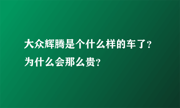 大众辉腾是个什么样的车了？为什么会那么贵？