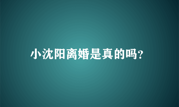 小沈阳离婚是真的吗？