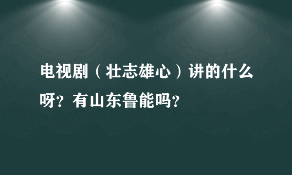 电视剧（壮志雄心）讲的什么呀？有山东鲁能吗？