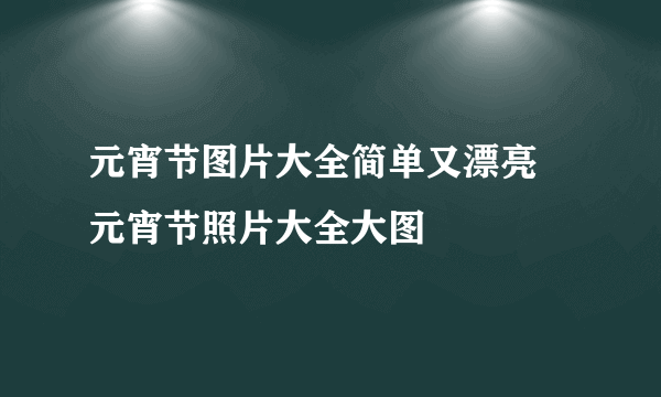 元宵节图片大全简单又漂亮 元宵节照片大全大图