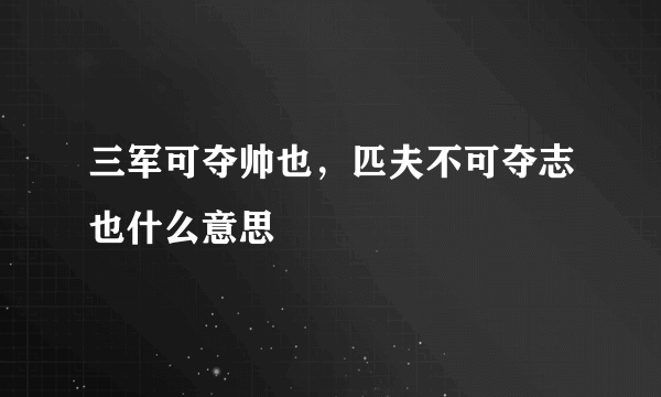 三军可夺帅也，匹夫不可夺志也什么意思