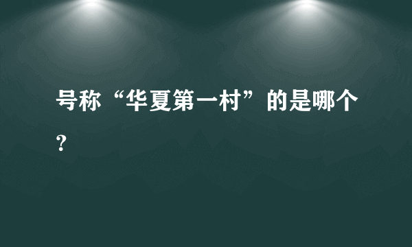 号称“华夏第一村”的是哪个？