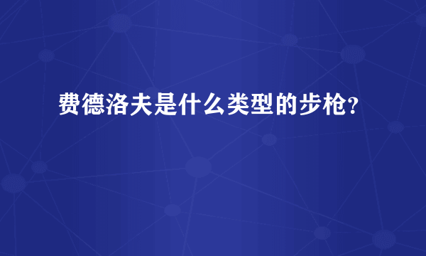 费德洛夫是什么类型的步枪？