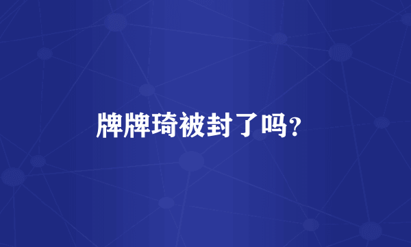 牌牌琦被封了吗？