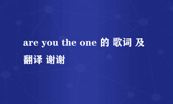 are you the one 的 歌词 及翻译 谢谢