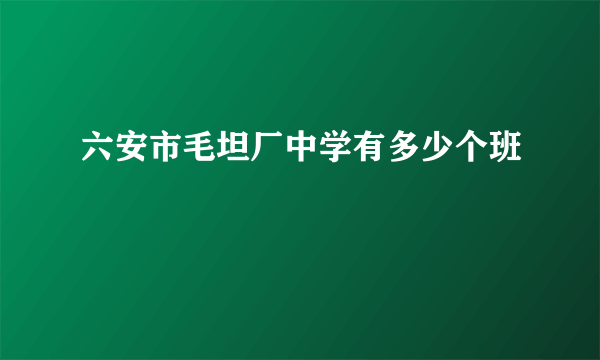 六安市毛坦厂中学有多少个班