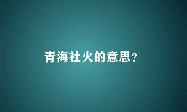 青海社火的意思？