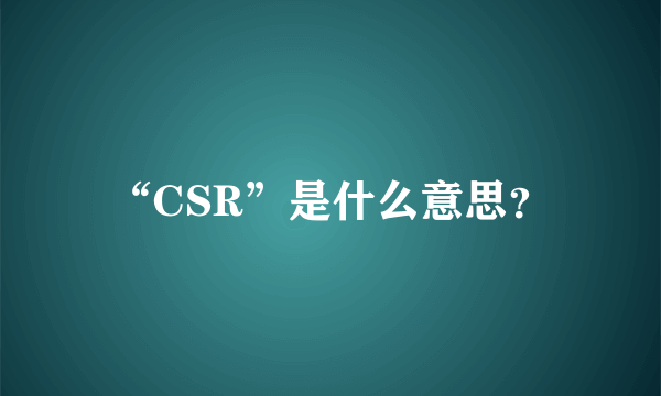 “CSR”是什么意思？