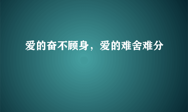 爱的奋不顾身，爱的难舍难分