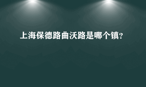 上海保德路曲沃路是哪个镇？