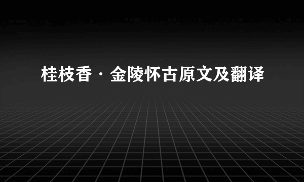 桂枝香·金陵怀古原文及翻译