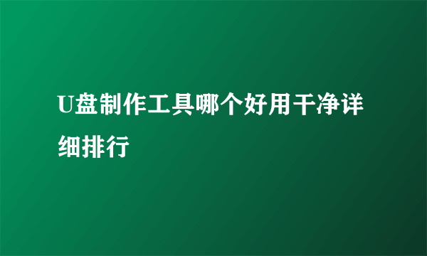 U盘制作工具哪个好用干净详细排行