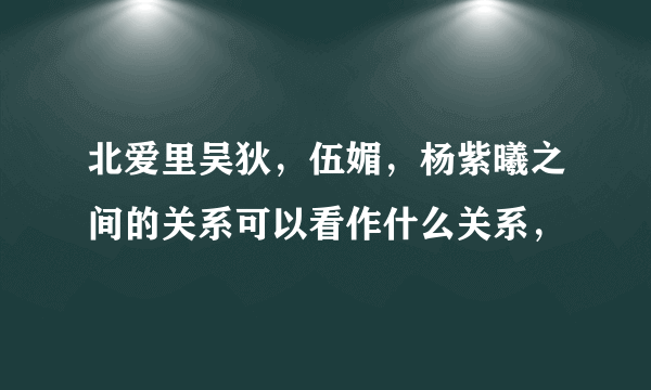 北爱里吴狄，伍媚，杨紫曦之间的关系可以看作什么关系，