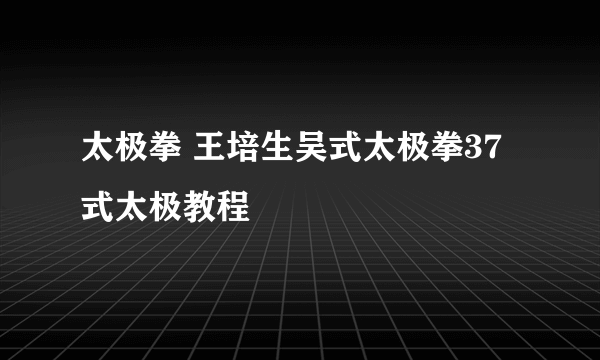 太极拳 王培生吴式太极拳37式太极教程