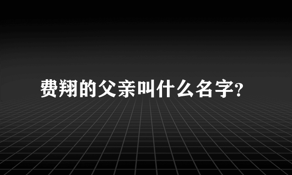 费翔的父亲叫什么名字？