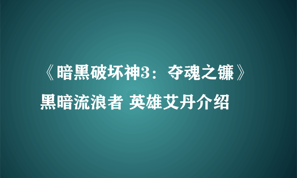 《暗黑破坏神3：夺魂之镰》黑暗流浪者 英雄艾丹介绍