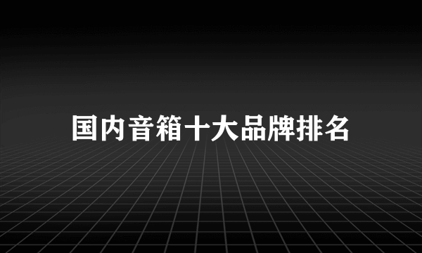 国内音箱十大品牌排名