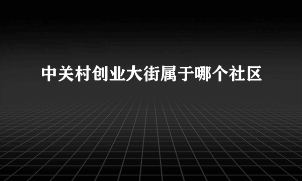 中关村创业大街属于哪个社区